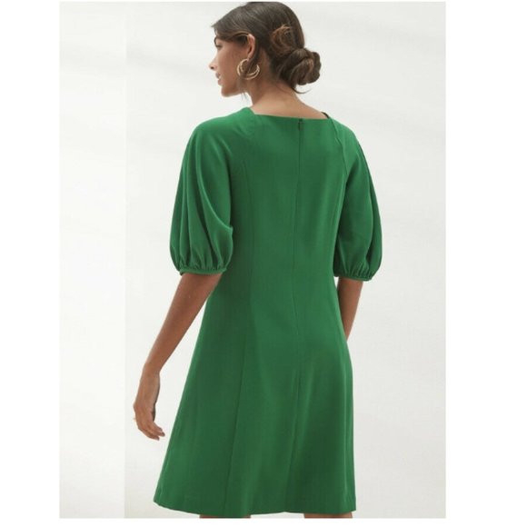 NWT Banana RepF Puff Sleeve Crepe Shift Dress M TALL 8 10 Black F615 - Picture 2 of 5